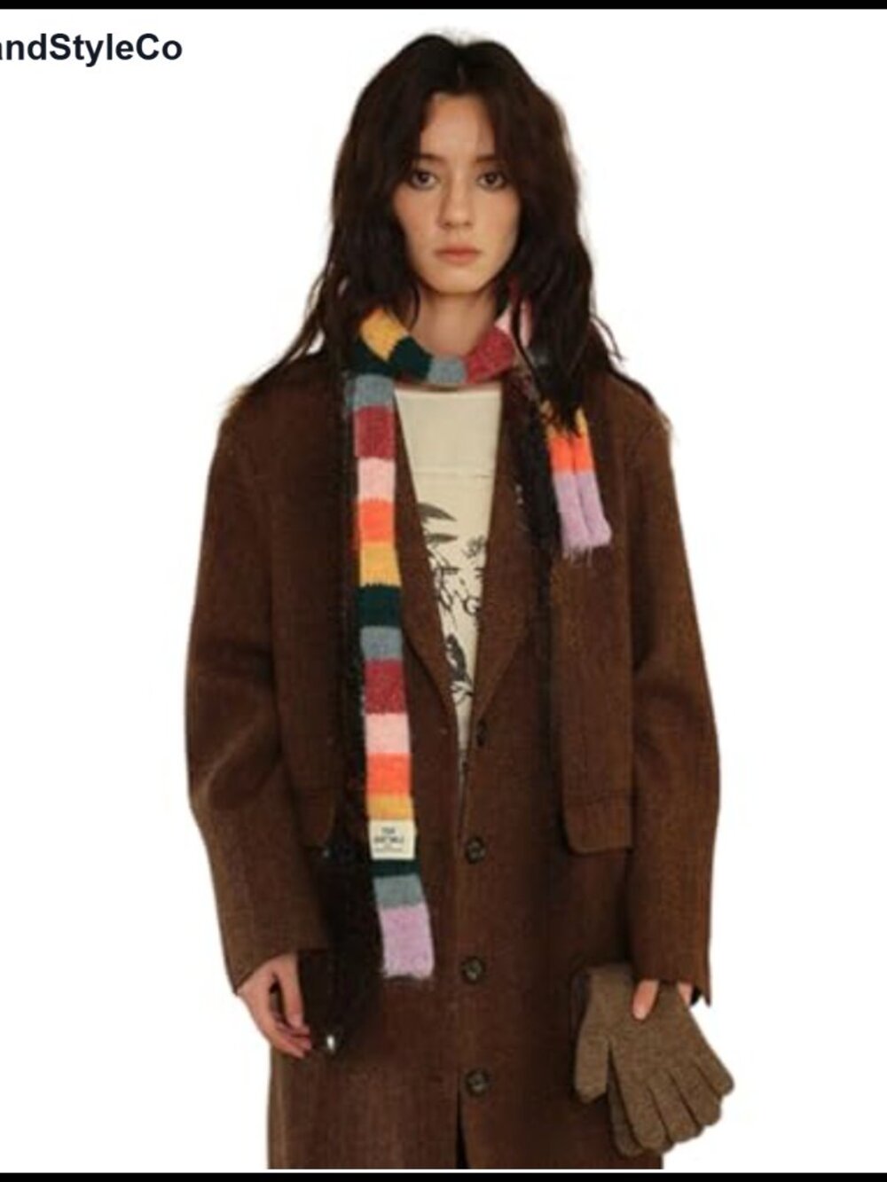 Striped Knit Scarf Long Skinny Acrylic Winter Neck Scarf